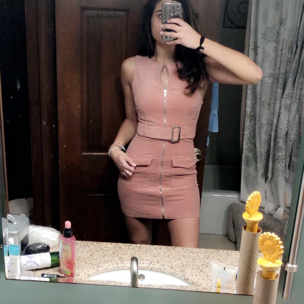 NWT pink bodycon velvet dress